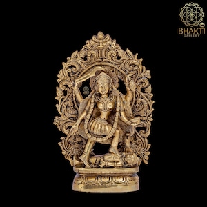 Maa Kali Idol brass, 20 cm Brass Kali Statue, Kalika, Kali Shiva Idol, Shiva-Shakti, Hindu goddess of Destruction, Goddess Kali Statue