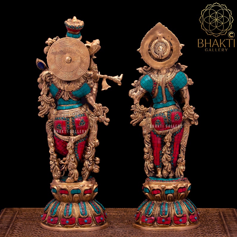 Big Radha Krishna Statue in Brass 46 Cm Big Size Brass Radha Etsy