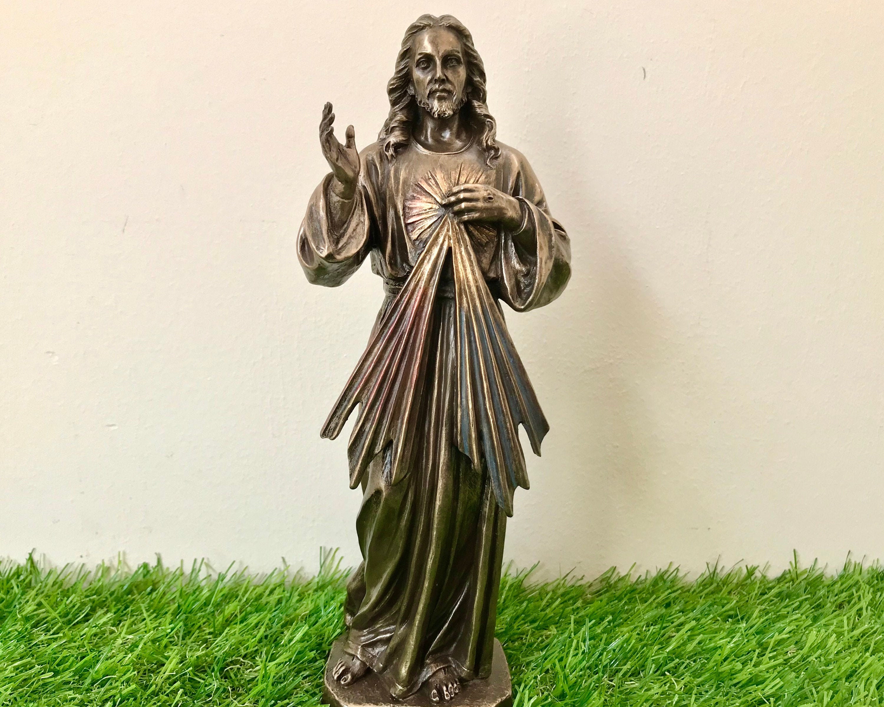 Jesus Statue, Lord Jesus Sculpture, 21 cm Jesus Christ Idol, Zesus Figure, Bronze Finish Jesus, Christian God Jesus for Christmas Day Gift