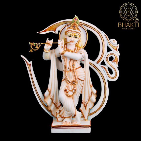 Lord Krishna Statue 12 Cultured Marble OM Krishna Statue Etsy