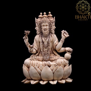 Lord Brahma Statue, 20 cm Dust Marble Brahma Statue, Brahma Figure, Hindu God of Creation, Creator of the Universe, Brahma Idol image 1
