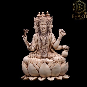 Lord Brahma Statue, 20 cm Dust Marble Brahma Statue, Brahma Figure, Hindu God of Creation, Creator of the Universe, Brahma Idol