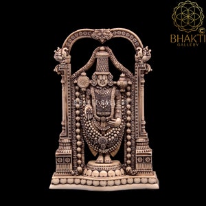 Standbeeld Tirupati Balaji, 21 cm ivoorafwerking stofmarmer Standbeeld Tirupati Balaji, idool Shri Venkateswara, standbeeld Venkateshwar, figuur Venkata