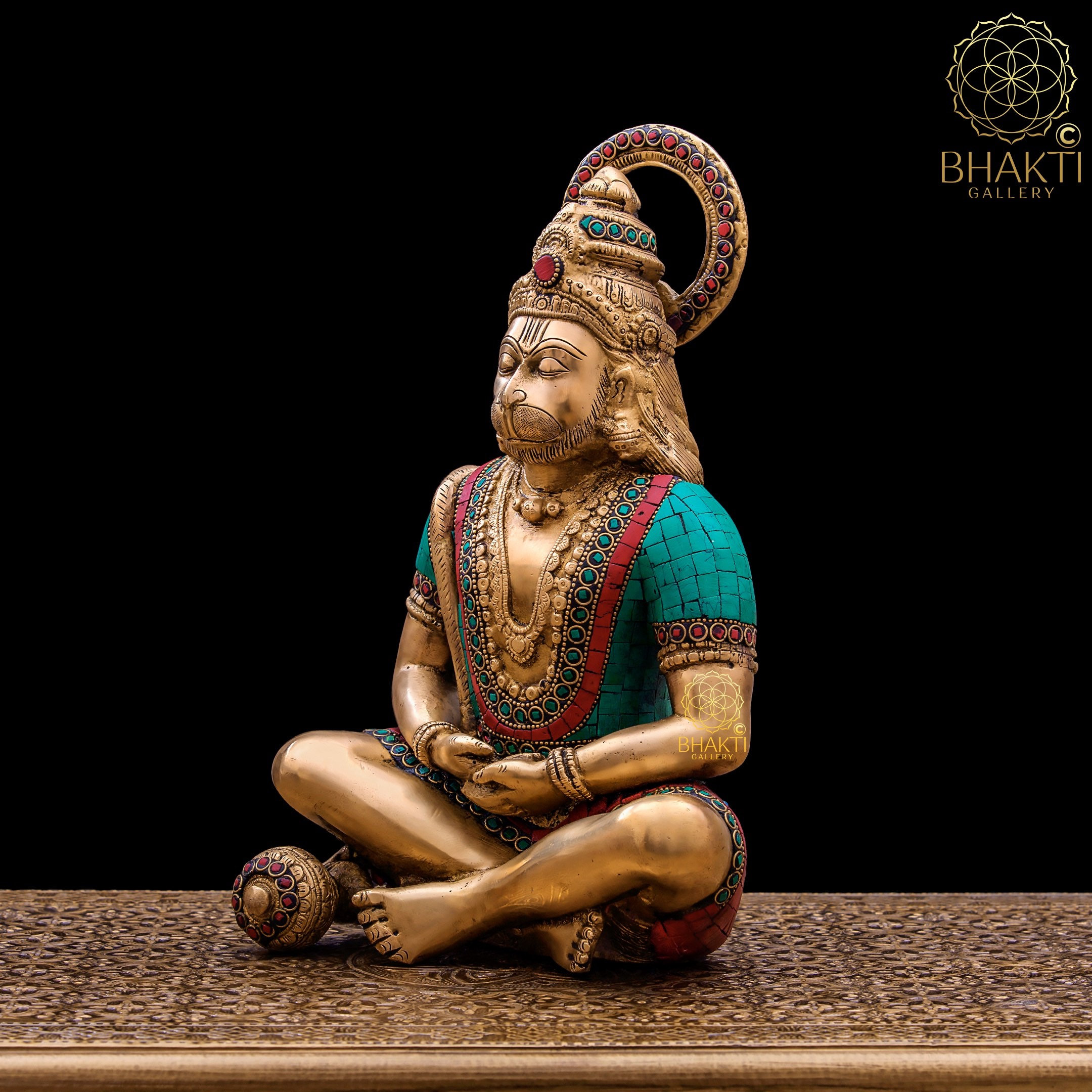 Brass Hanuman Statue 30 CM Meditating Brass Lord Hanuman Idol Etsy