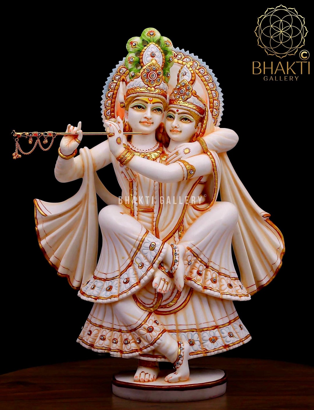 Radha Krishna Murti 44 Cm Big Large Size Hand Painted Etsy