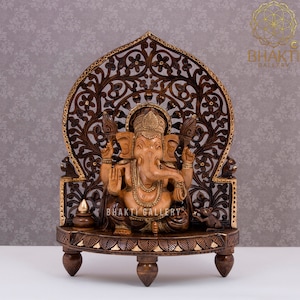 Wooden Ganesha Statue, 26 cm Hand craved Wooden Ganesh Statue, Wood Ganapathi idol, Vinayaka Murti, Good Luck Gift, House warming gift