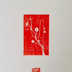 Original Linocut print Sakura - Cherry Blossom