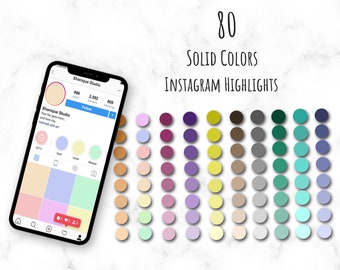 80 aspectos destacados de Instagram de colores sólidos. 80 archivos PNG. ¡No se requiere Photoshop!