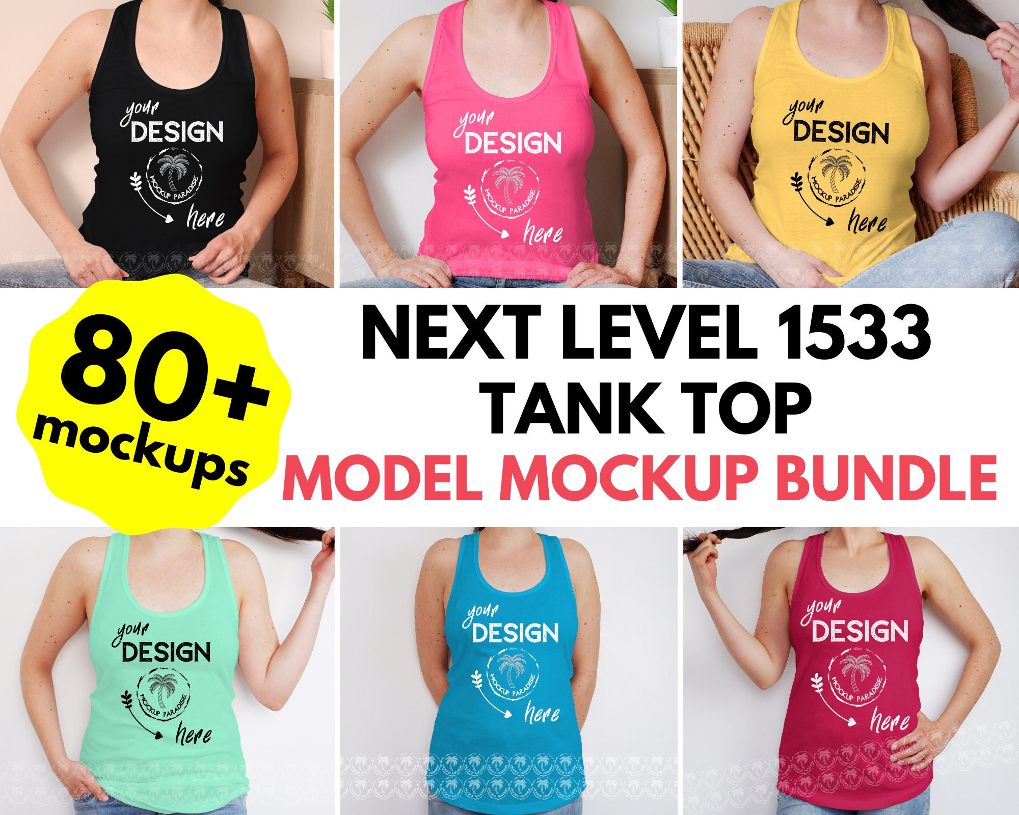 Download Tank Top Mockup Bundle Next Level 1533 Mockup Model Mockup ...