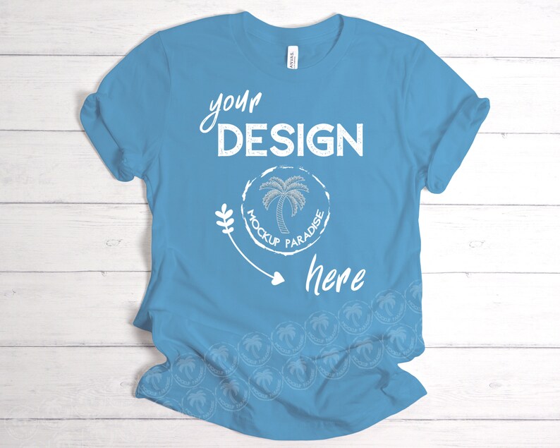 Download Bella Canvas 3001 Tshirt Mockup Ocean Blue T-shirt Mockup ...