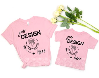 Bella Canvas 3001 Bella Canvas 3001T Pink Mockup, Mommy and Me Mockup, Toddler Tshirt Mockup, Mom and Daughter Mockup