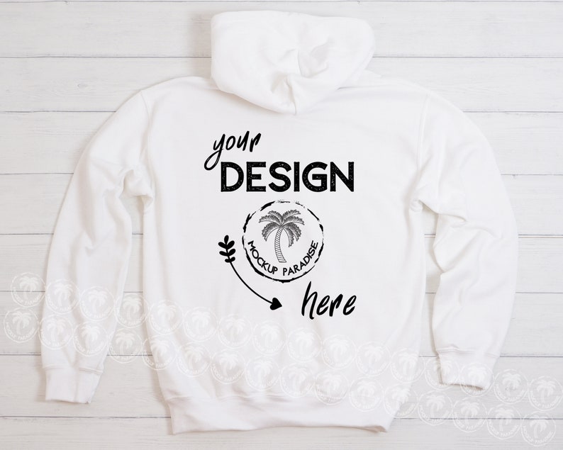 Download Gildan 18500 Mockup Bundle On White Wood Background Hoodie ...