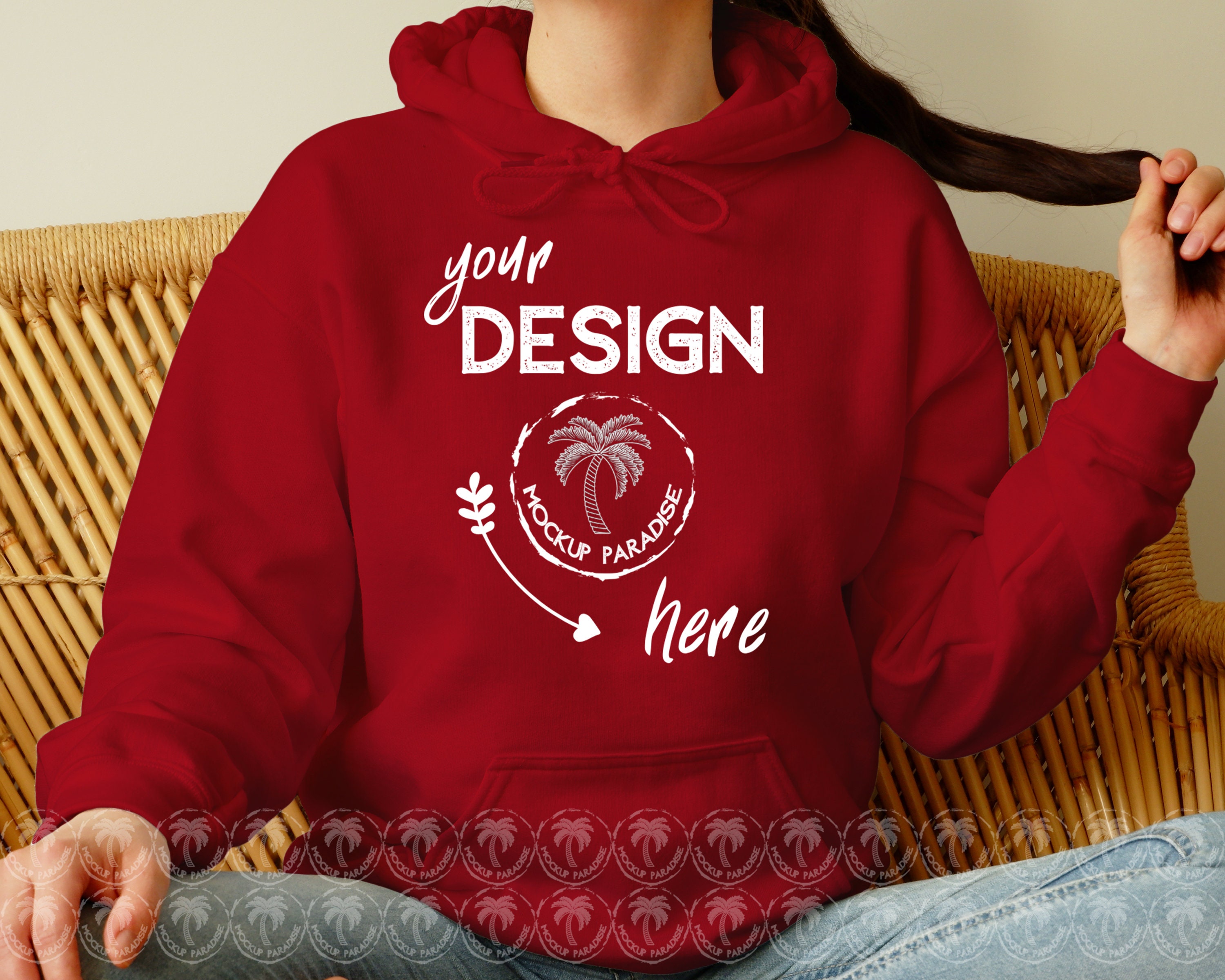 Download Hoodie Mock Up Red Gildan 18500 Hooded Sweatshirt Model | Etsy