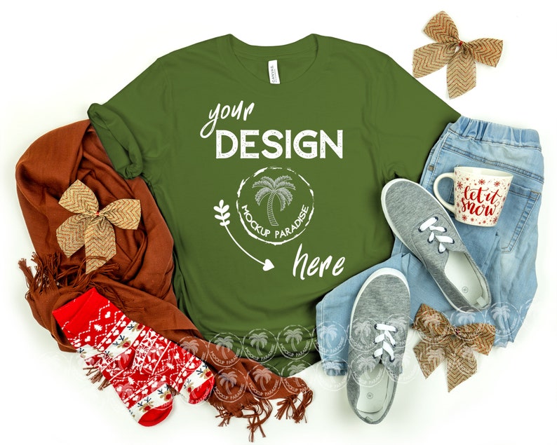 Download Olive Bella Canvas 3001 Mockup Flat Lay T-shirt Mock Up | Etsy