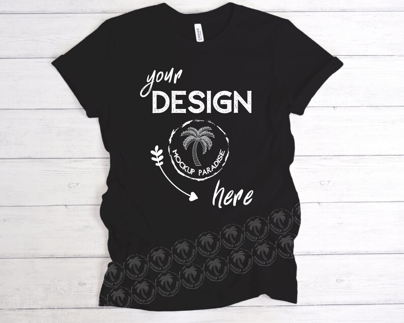 Download Bella Canvas 3001 Solid Black Blend T-shirt Mockup Bella | Etsy