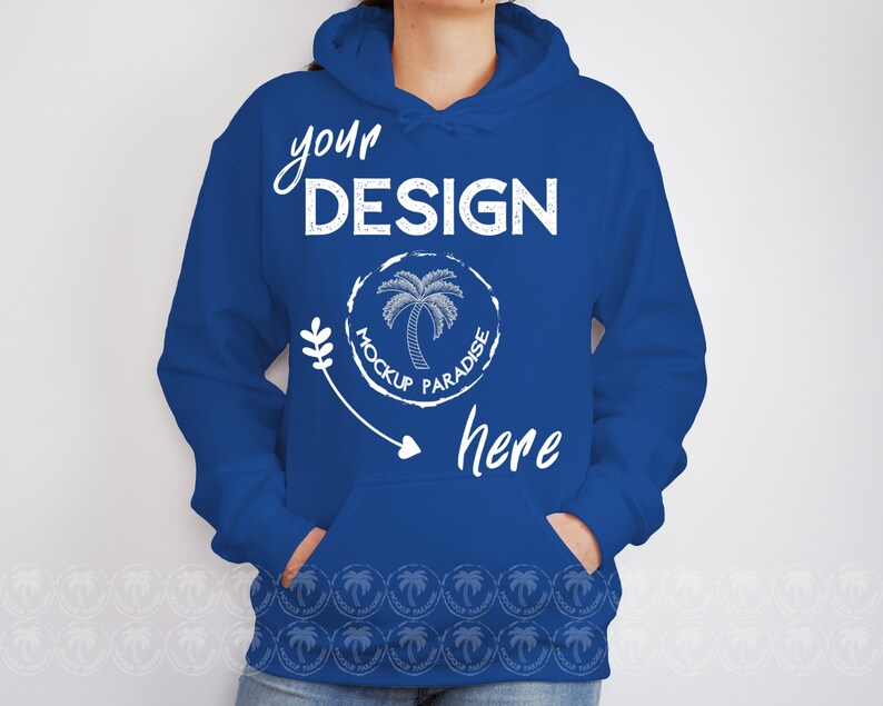Download Blue Hoodie Mockup Model Mockup Gildan 18500 Royal Hooded | Etsy