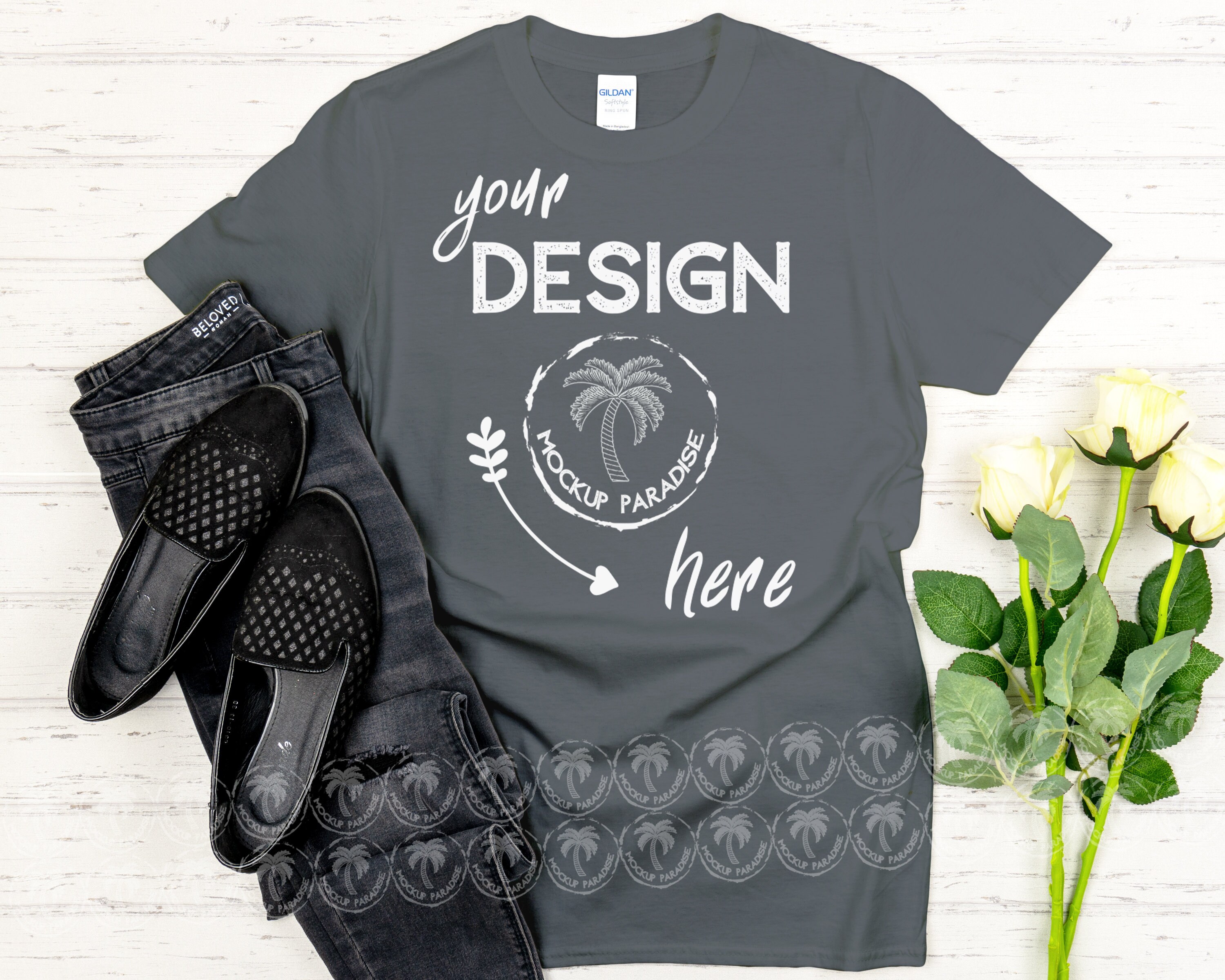 Gildan 64000 Tshirt Mockup Charcoal 