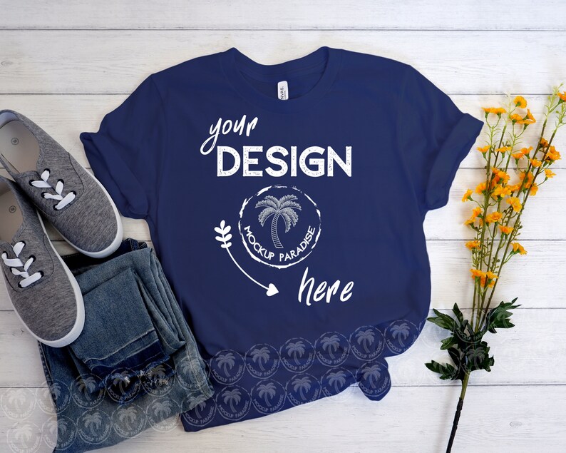 Download Bella Canvas 3001 Navy T-shirt Mockup Bella Canvas 3001 ...