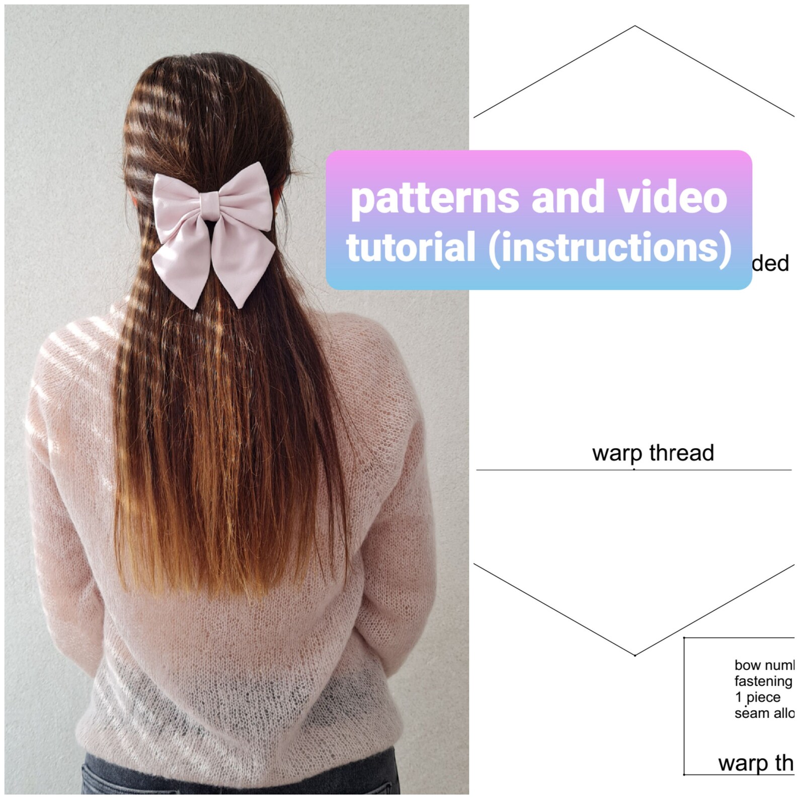 Hair bow Sewing Pattern and Tutorial Instructions Etsy