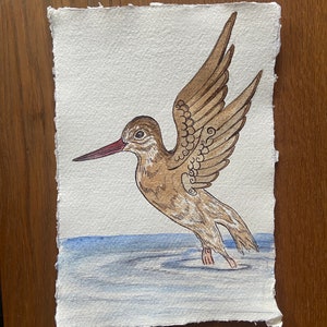 Watercolour bird painting on rag paper