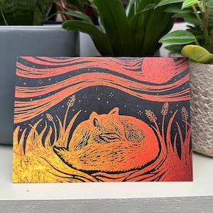 Fuchs Grußkarte, handgemachte Kunst Karte, Natur Wildtiere inspiriert, Glasmalerei