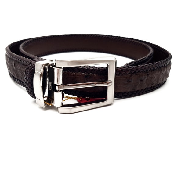 Dark Brown Luxury Genuine Ostrich Leather Belts