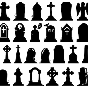 Tombstone Silhouettes, Tombstone Clipart, Tombstone SVG, Tombstone Vector For Cricut
