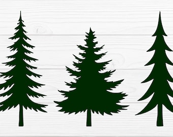 Cricut用松の木のシルエットSVG PNGベクターセット