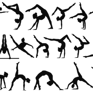 Gymnastics Silhouettes, Gymnastics Silhouette Vectors, Gymnastics SVG, Gymnastics Clipart Bundle