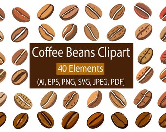 Kaffeebohnen Clipart Bundle Vektor Illustrationen