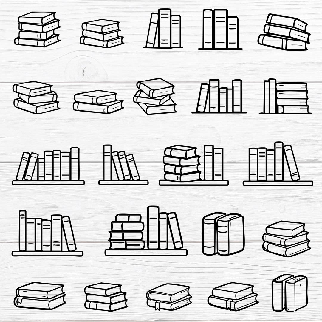 Book Stack Doodle Color Book Stack Doodle Vector Set | Library Books SVG Bundle - Etsy