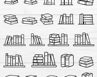 Conjunto de vectores de dibujos de pilas de libros / Paquete de archivos SVG de libros de biblioteca