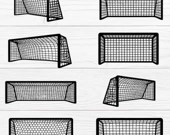 Paquete de vectores SVG de siluetas de redes de portería de fútbol