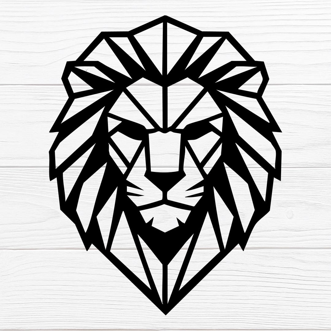 Geometric Lion Head SVG PNG | Polygon Lion Silhouette - Etsy
