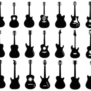 Guitar Silhouettes, Guitar SVG Bundle, Guitars SVG, Guitars PNG, Guitar Vectors
