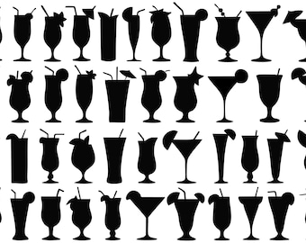 Paquete de siluetas de copas de cóctel en formato SVG / 44 diseños
