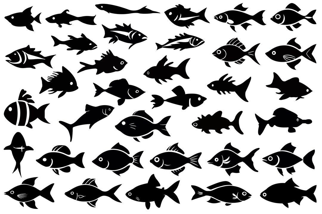Fish Silhouette Vectors Fishes Svg Fish Svg Bundle Fish Clipart Il 1080xN.6047565913 Rndx 