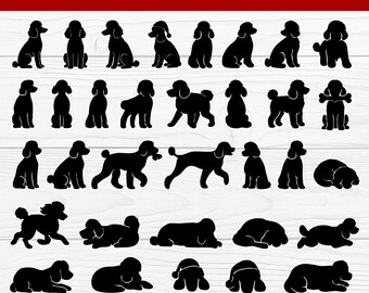 Poodle Silhouette SVG PNG Clipart Vector Bundle (33 Designs)