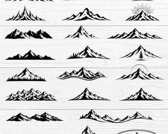23 sagome di montagne in formato SVG/PNG, JPG, EPS e PDF