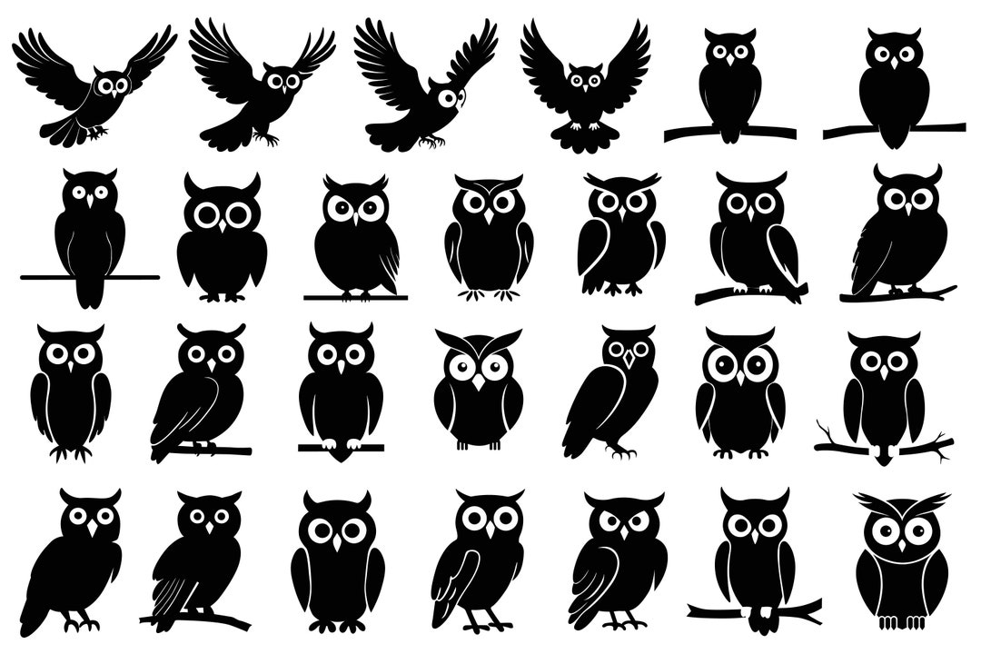 Owl Silhouettes, Owl SVG Bundle, Owls SVG, Owls Clipart, Owl Vector ...