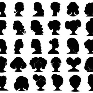 Female Face Silhouettes, Female Face Svg Bundle, Female Faces Svg, Female Face Vector Illustrations