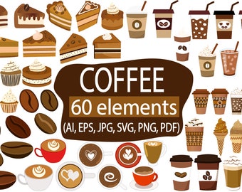 Kaffee Clipart Bundle Vektor Illustrationen