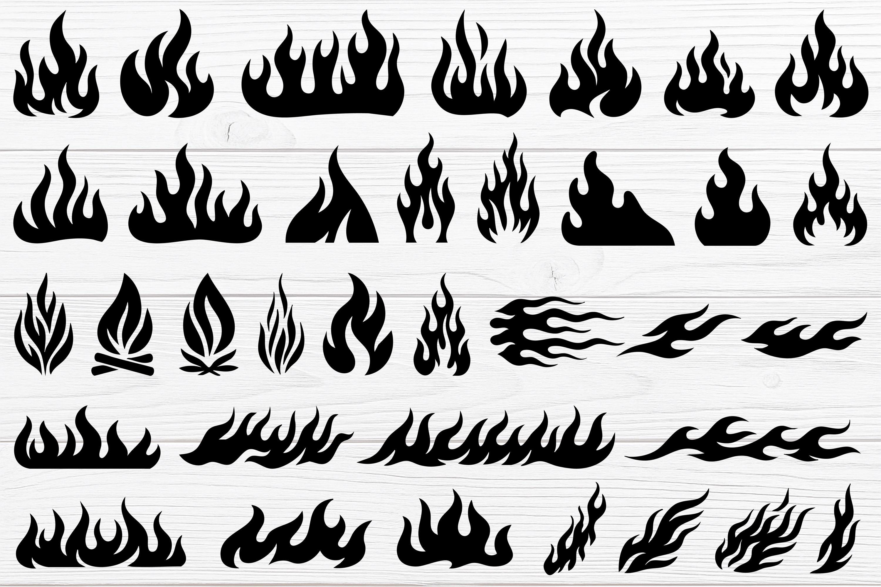 Fire Flame SVG Bundle | Silhouette Clipart Designs - Etsy