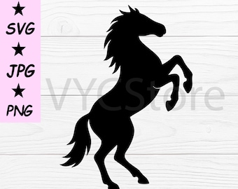 Clipart di sagoma di cavallo rampante con file SVG, PNG e JPEG