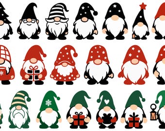 Christmas Gnome SVG Clipart, Holiday Gnomes Vector Bundle