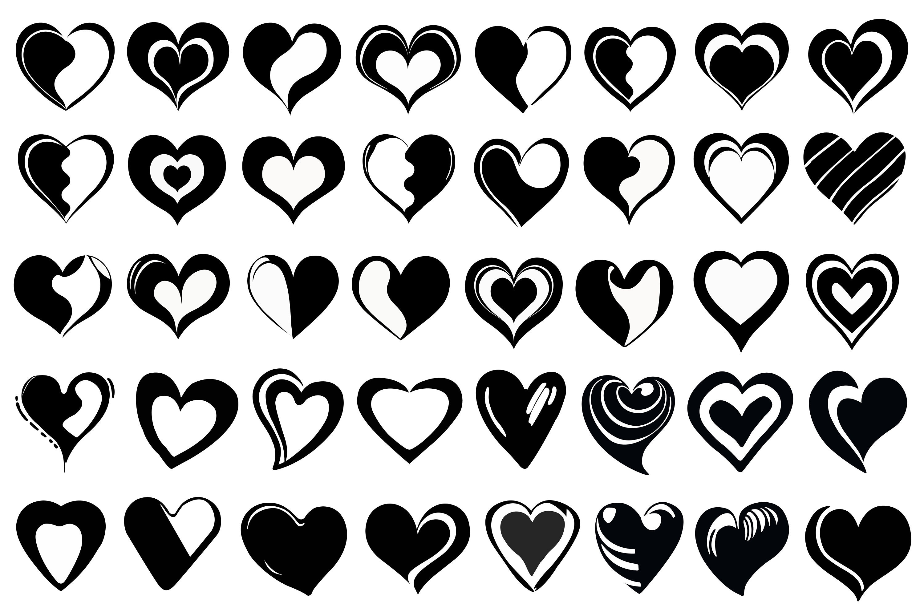 Heart Silhouettes, Hearts Svg, Heart SVG Bundle, Hearts Png, Hearts ...