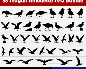 38 Seagull Silhouettes Svg, Png, Eps, Pdf, and Jpg Files