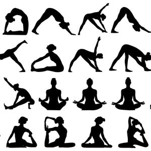 Yoga Poses SVG, Yoga Silhouette Vector, Yoga SVG Bundle