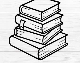 Pila de libros SVG PNG en estilo de contorno