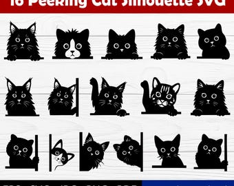 Peeking Cat SVG PNG Vector Clipart Bundle (16 Designs)